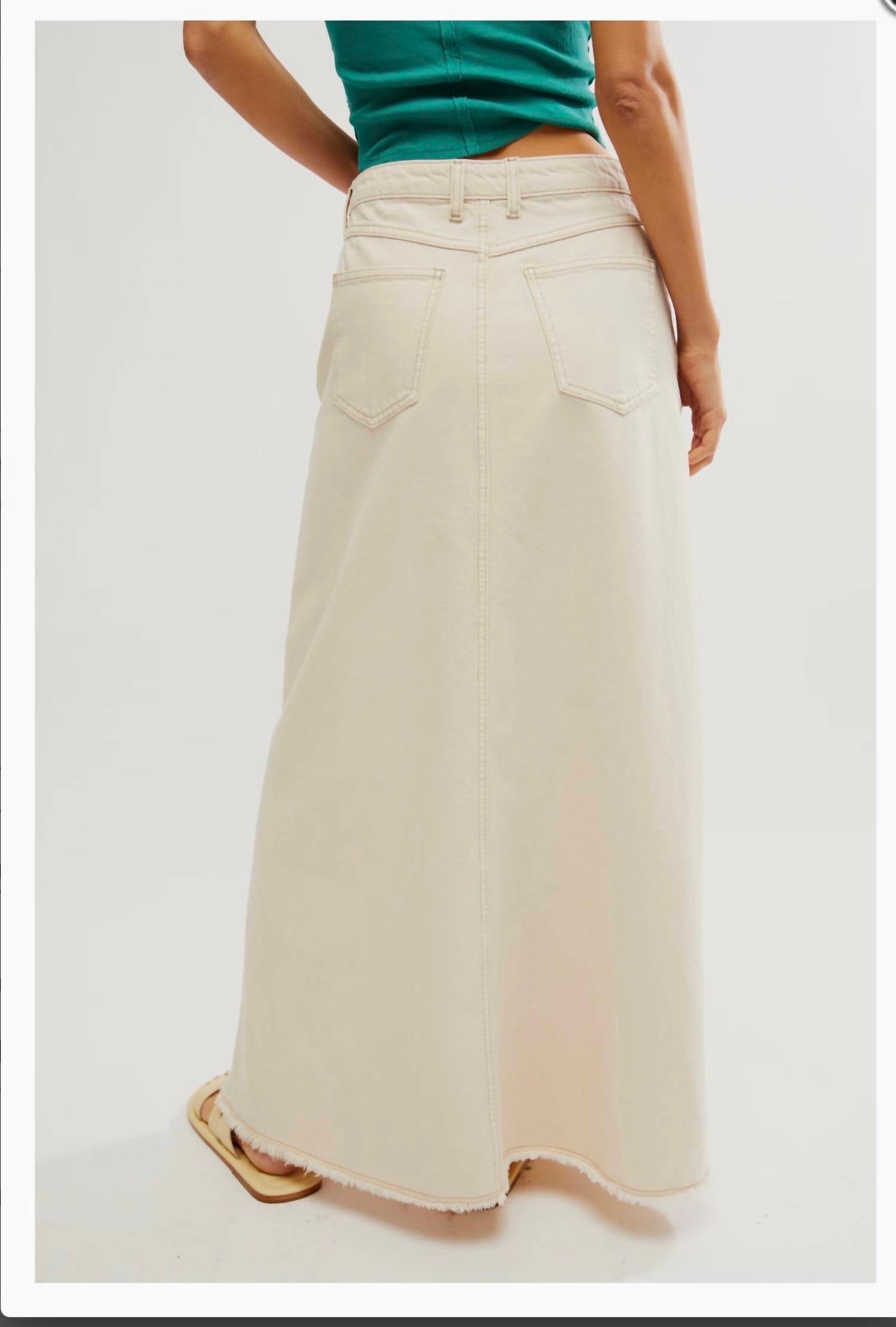 Free People Come as you are denim maxi Skirt in ivory - women's skirt - alternate view