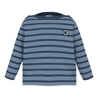 Petit Bateau Striped Sweater Top in sea blues - kids' sweater - detail view