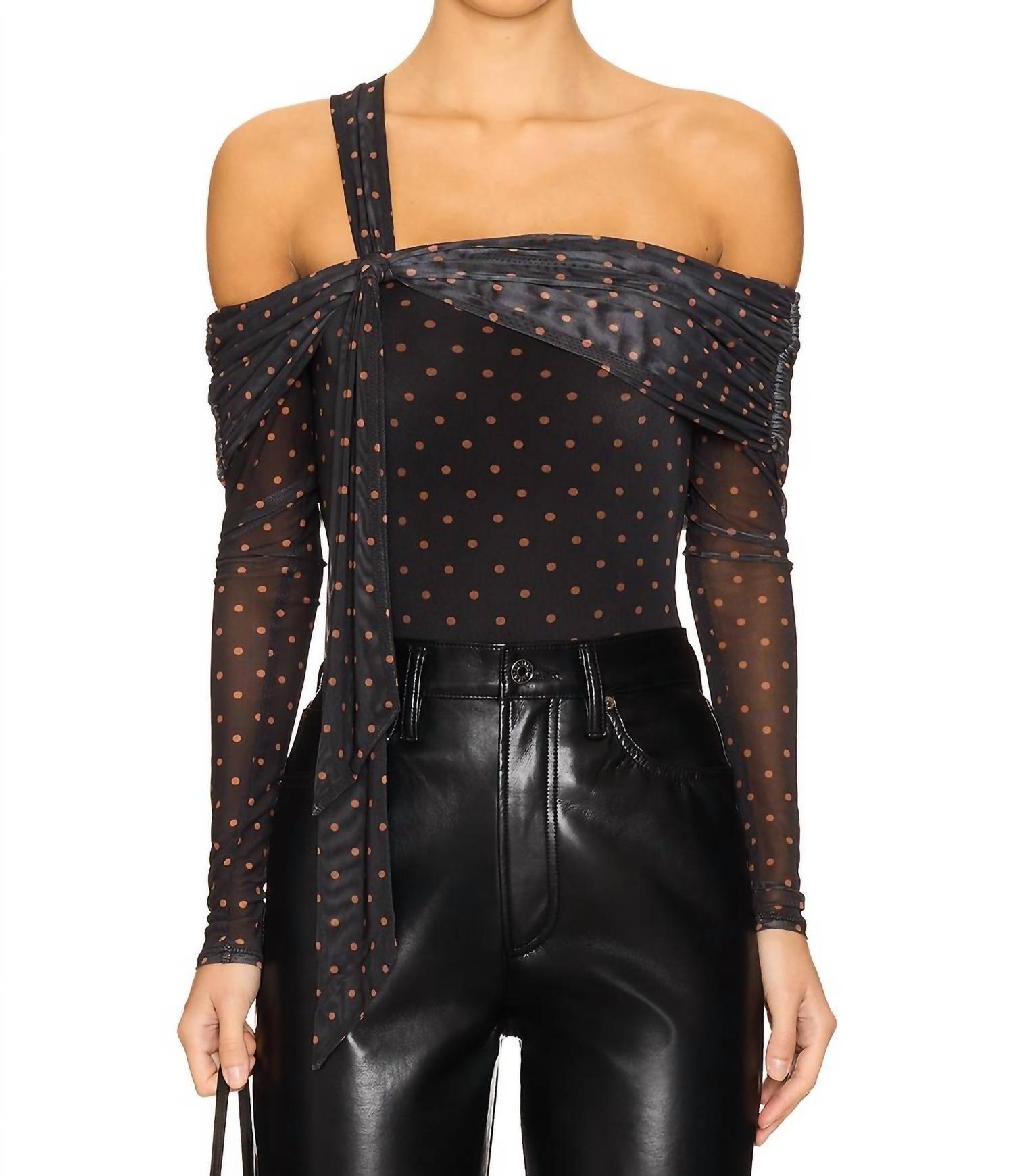 AFRM Juliette Bodysuit in sepia dot - women's shirt