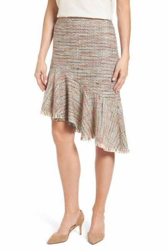 Halogen - Tweed Asymmetrical Fringe Hem Midi Skirt
