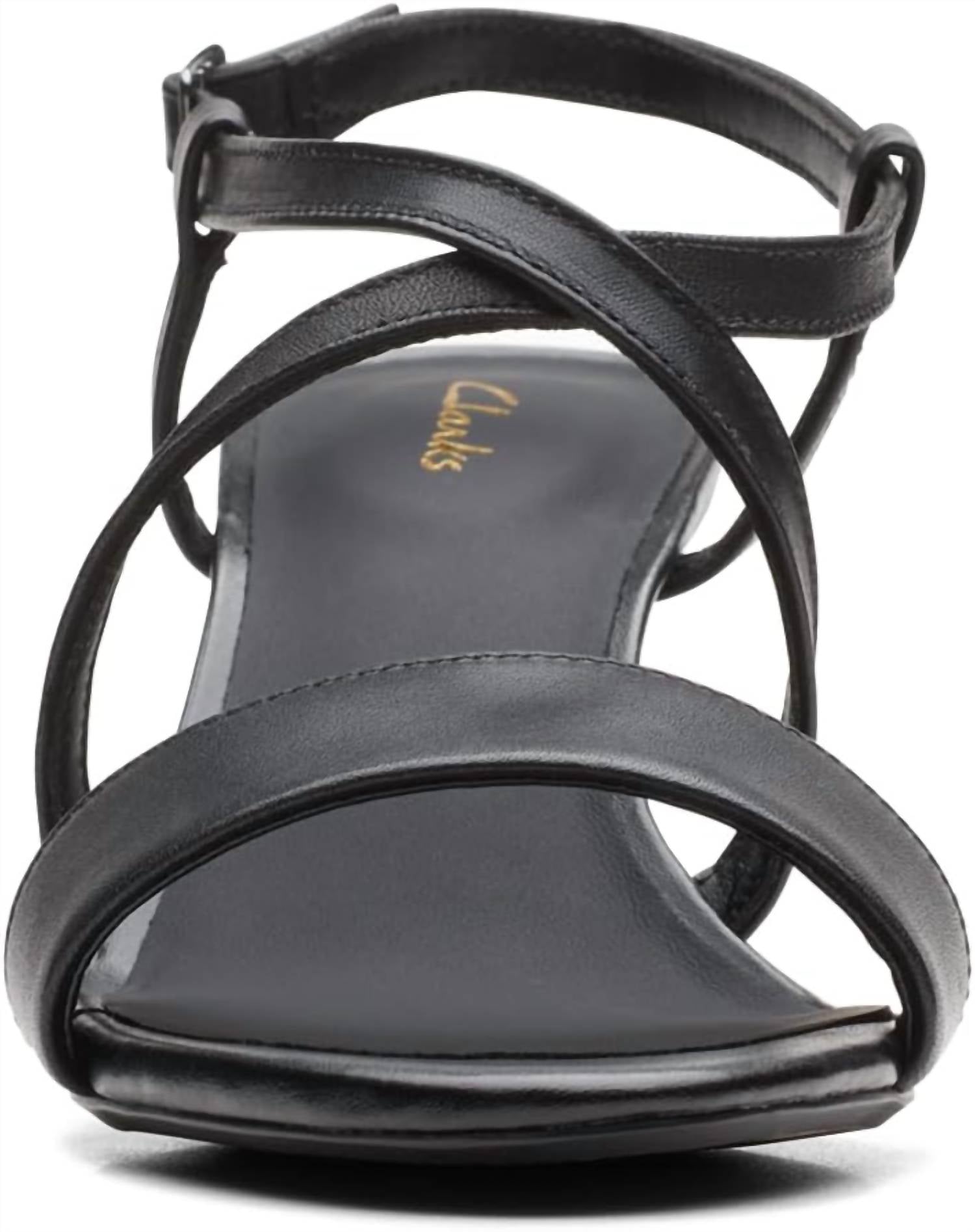 Clarks Women's Amali Buckle Heeled Sandal in black leather - women's sandal - view 4
