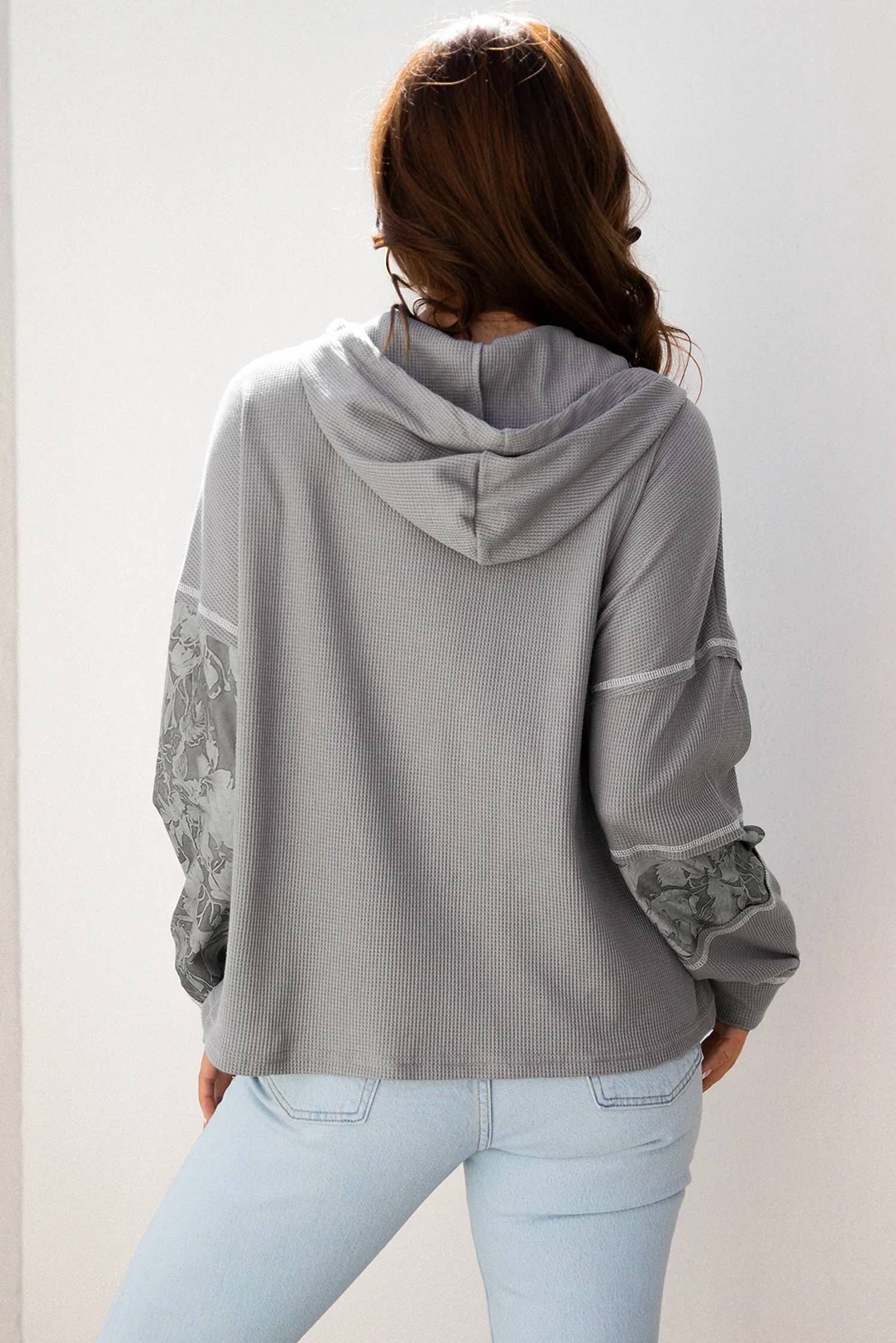 66Disco - Waffle Patchwork Hooded Top