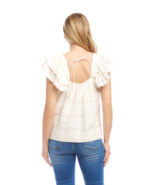 Karen Kane - Embroidered Ruffle Sleeve Blouse