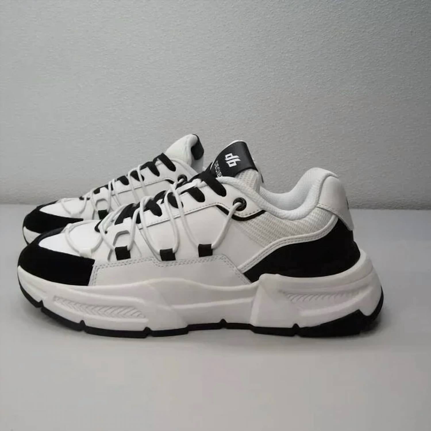 DECIBEL Men's Casual Comfort Lace Up Sneakers in white black - men's sneaker - detail view
