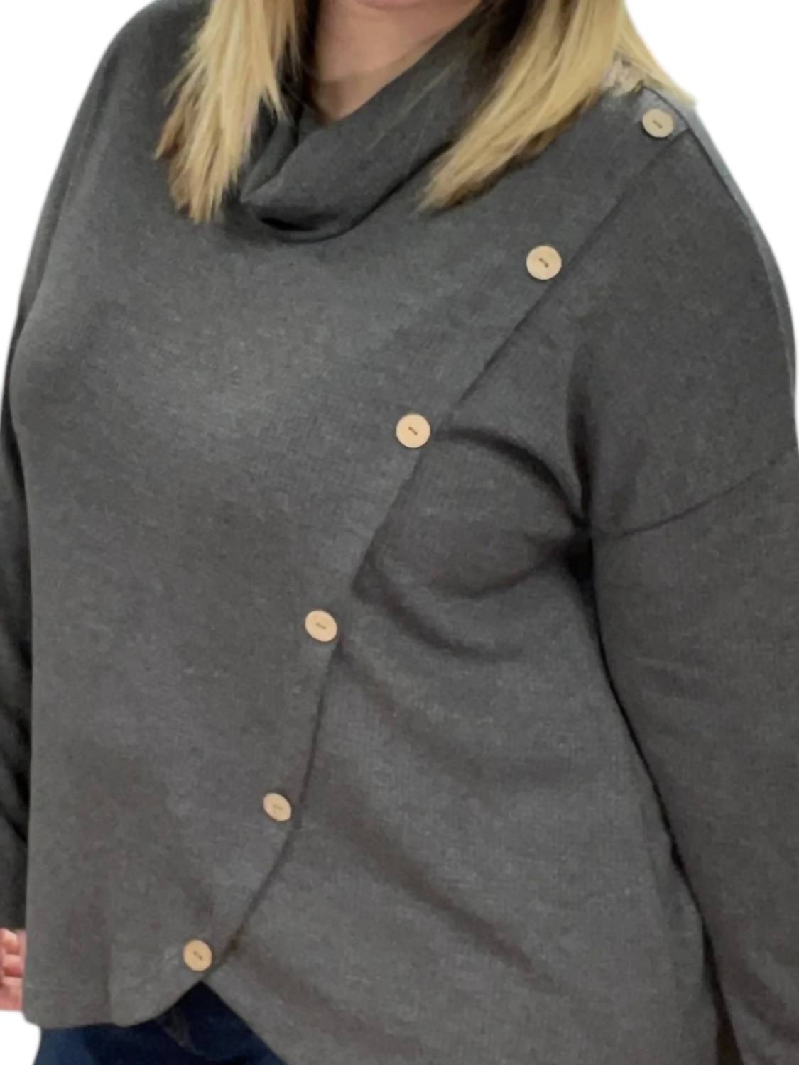 Honeyme - Cowl Neck with Button Details Top
