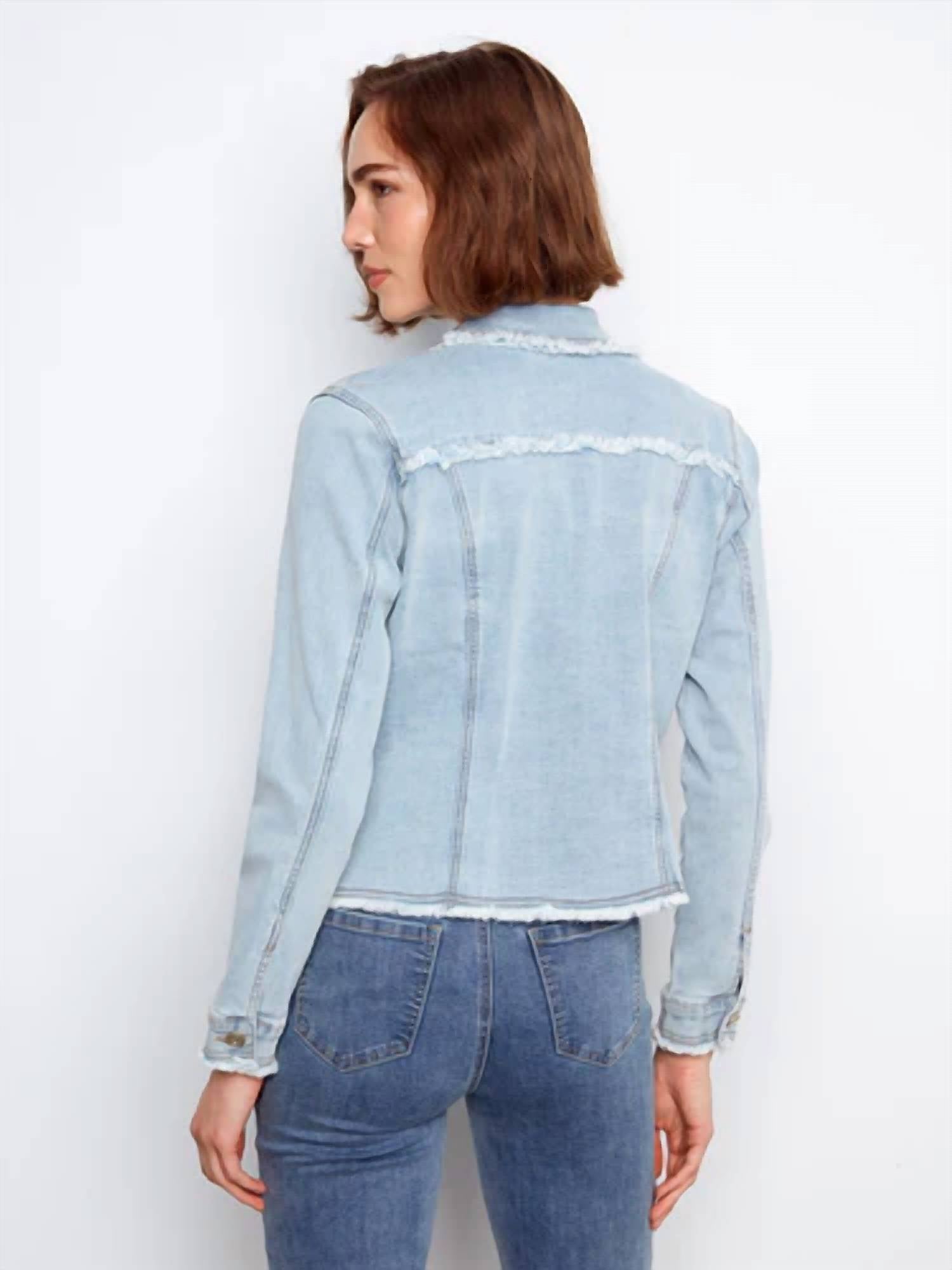 Charlie B - Frayed Edge Stretch Denim Jacket