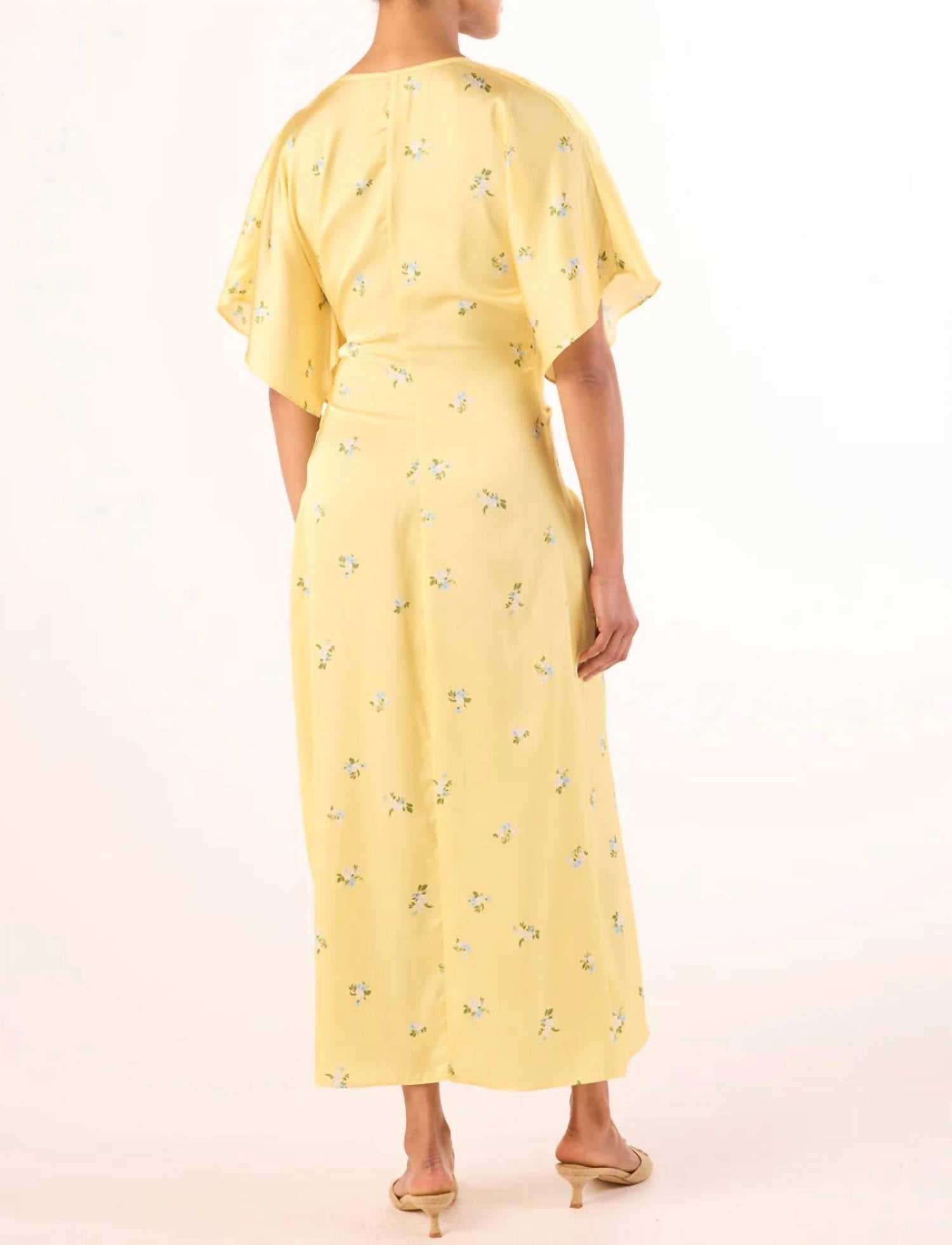 Misa Los Angeles Hadassa Midi Dress in space ditsy yellow - women's dress - alternate view