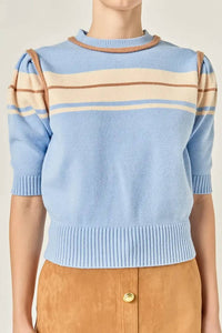 2.7 AUGUST APPAREL Jessica Sweater Top in blue - women's sweater - alternate view