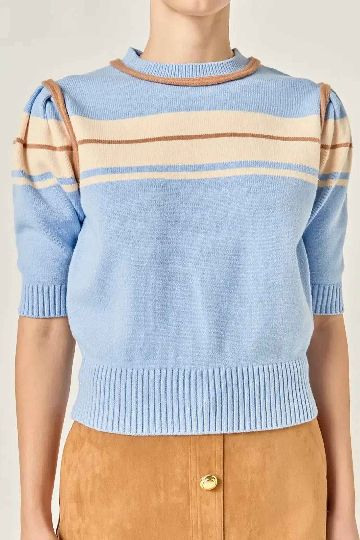 2.7 AUGUST APPAREL Jessica Sweater Top in blue - women's sweater - alternate view