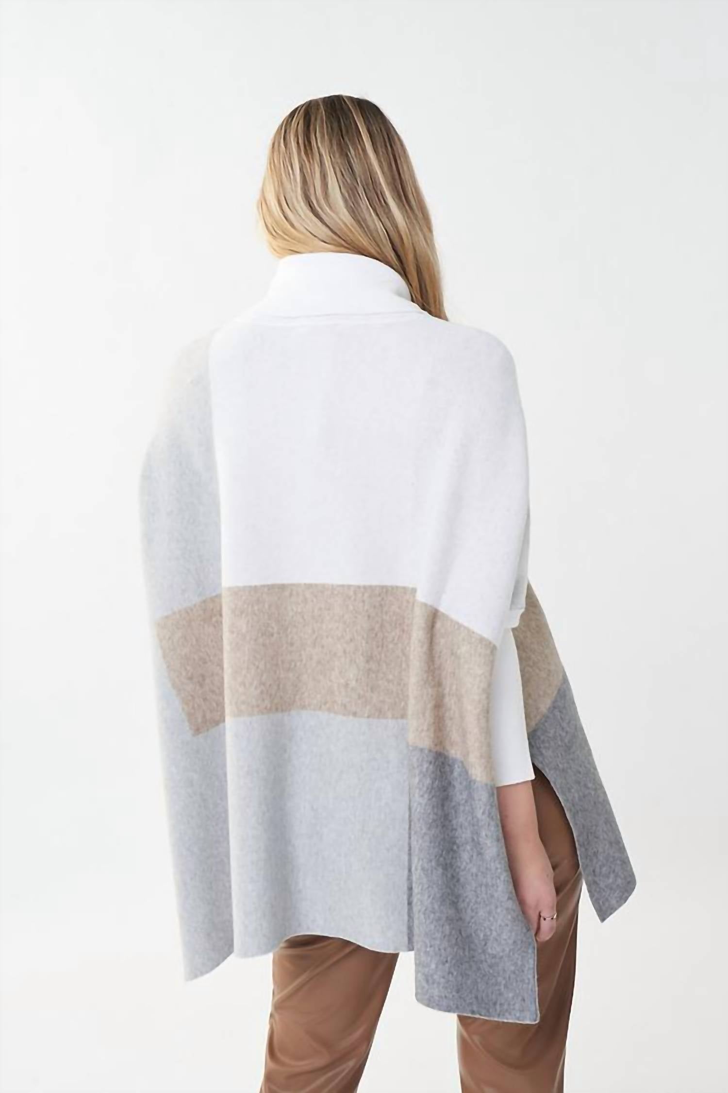 Joseph Ribkoff - Ceren Color Block Tunic Turtleneck Sweater Top
