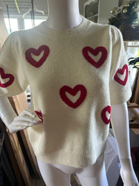 Pinch - Women's Short Sleeved Heart Sweater