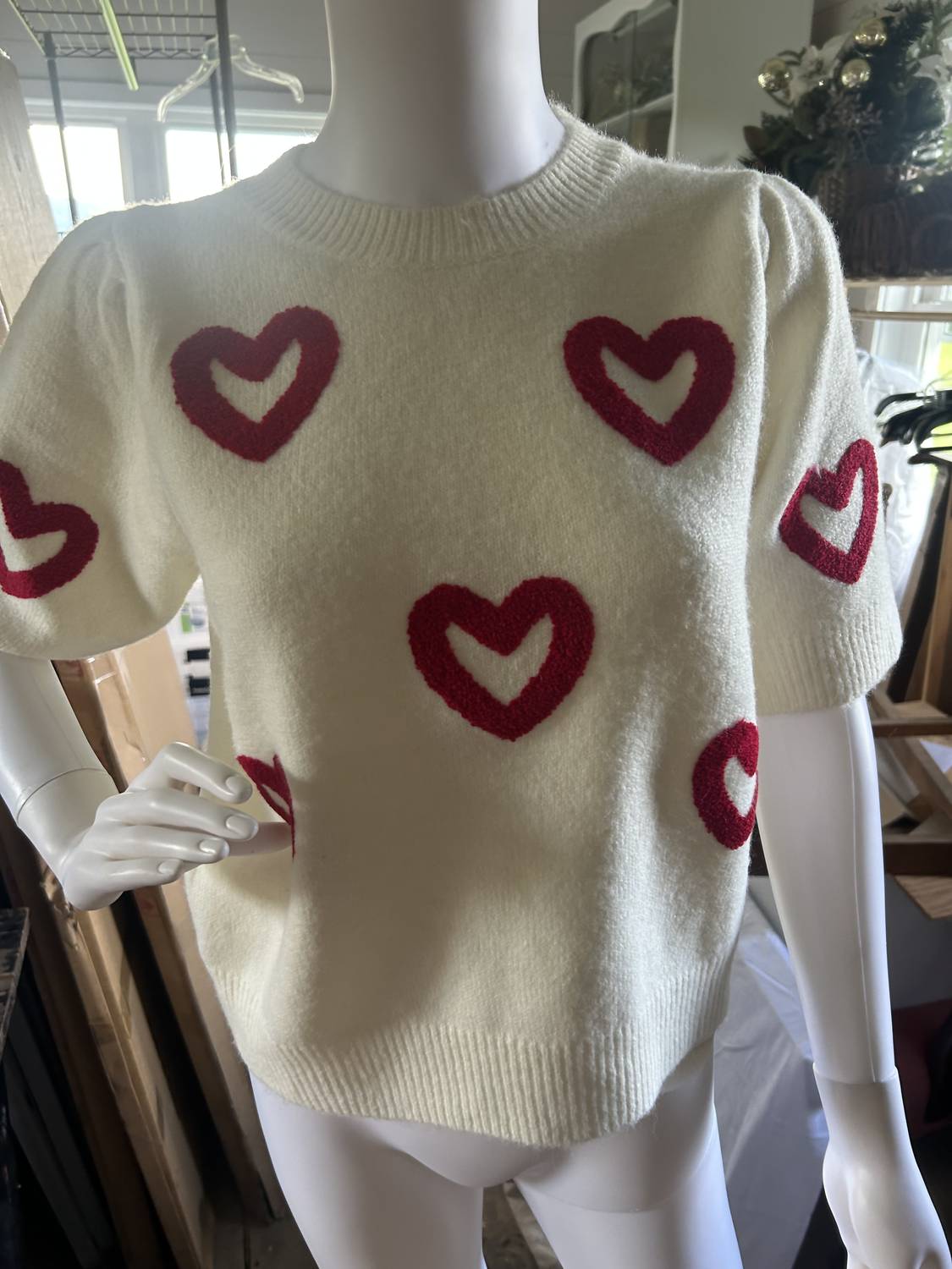 Pinch - Women's Short Sleeved Heart Sweater