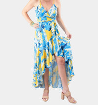 FLYING TOMATO Beachy Maxi Dress in blue yellow - women's dress