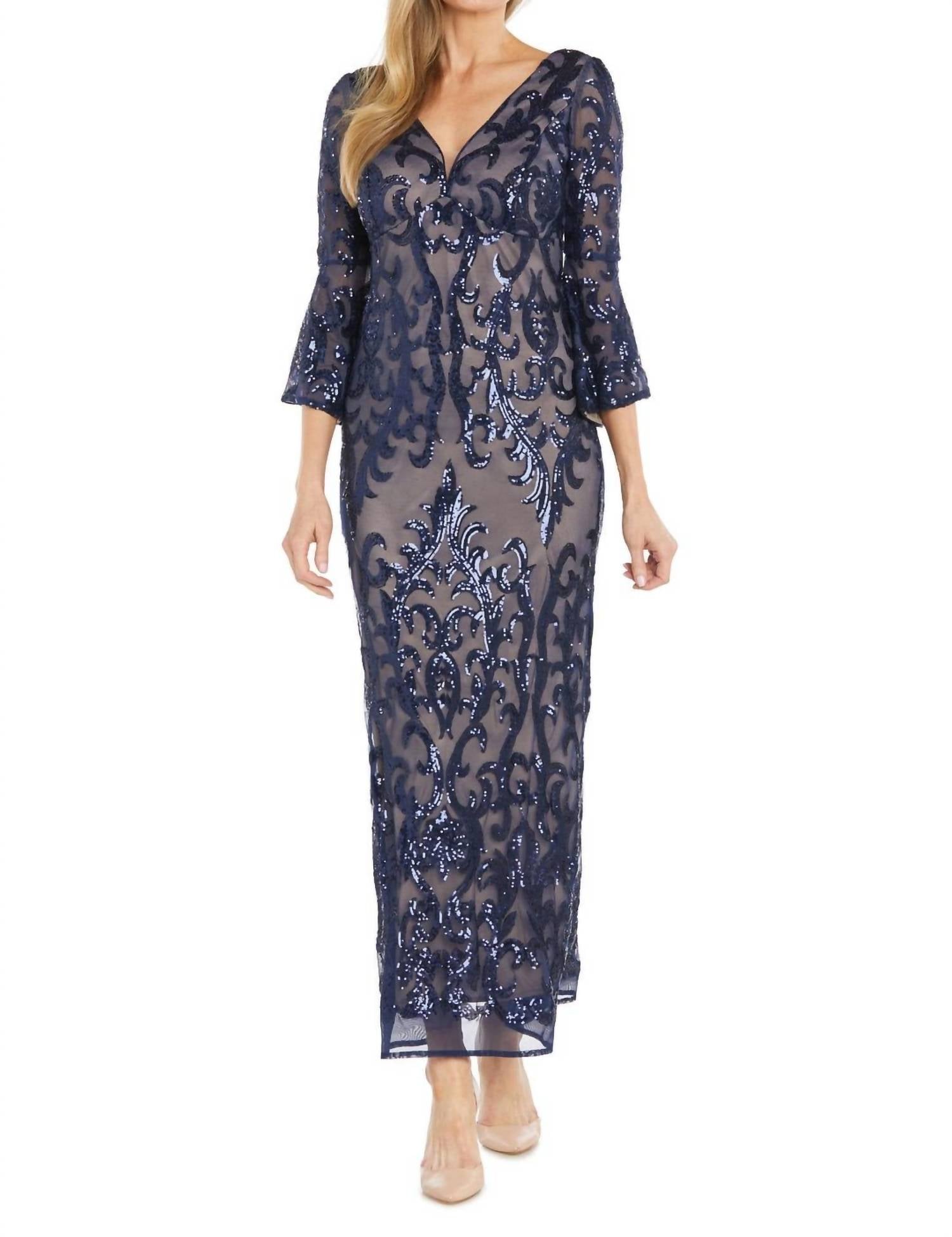 R&M Richards - Contrast Sequin Gown