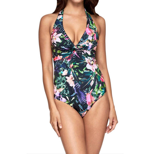 Jets - D/DD Twist Front Halter One Piece Swimsuit