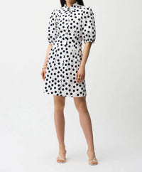 Joseph Ribkoff - Polka Dot Puff Sleeves Shirt Dress