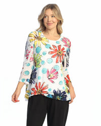 Jess & Jane - Burnout Mesh Contrast Top