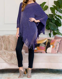 Riah Fashion - Ultra Soft Two Tone Fringe Poncho
