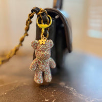 Ellison+Young Women's Twinkle Teddy Bag Charm in pink aurora borealis crystal bear - women's accessory - alternate view