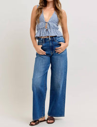 Judy Blue High Waist Wilhelmena Baggy Fit Jeans in dark wash - women's jeans