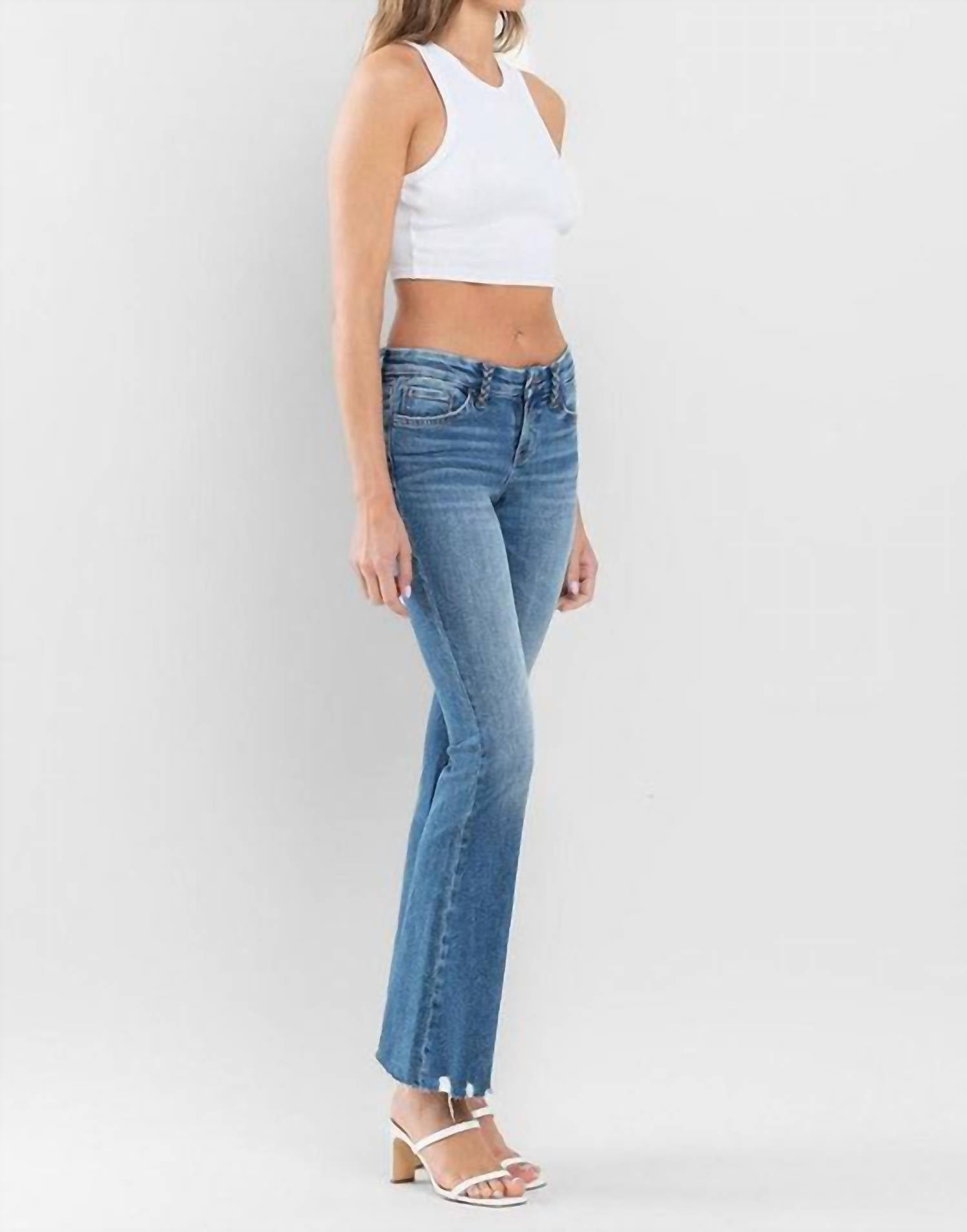 FLYING MONKEY Amie Low Rise Flare Jeans in blue - women's jeans - alternate view