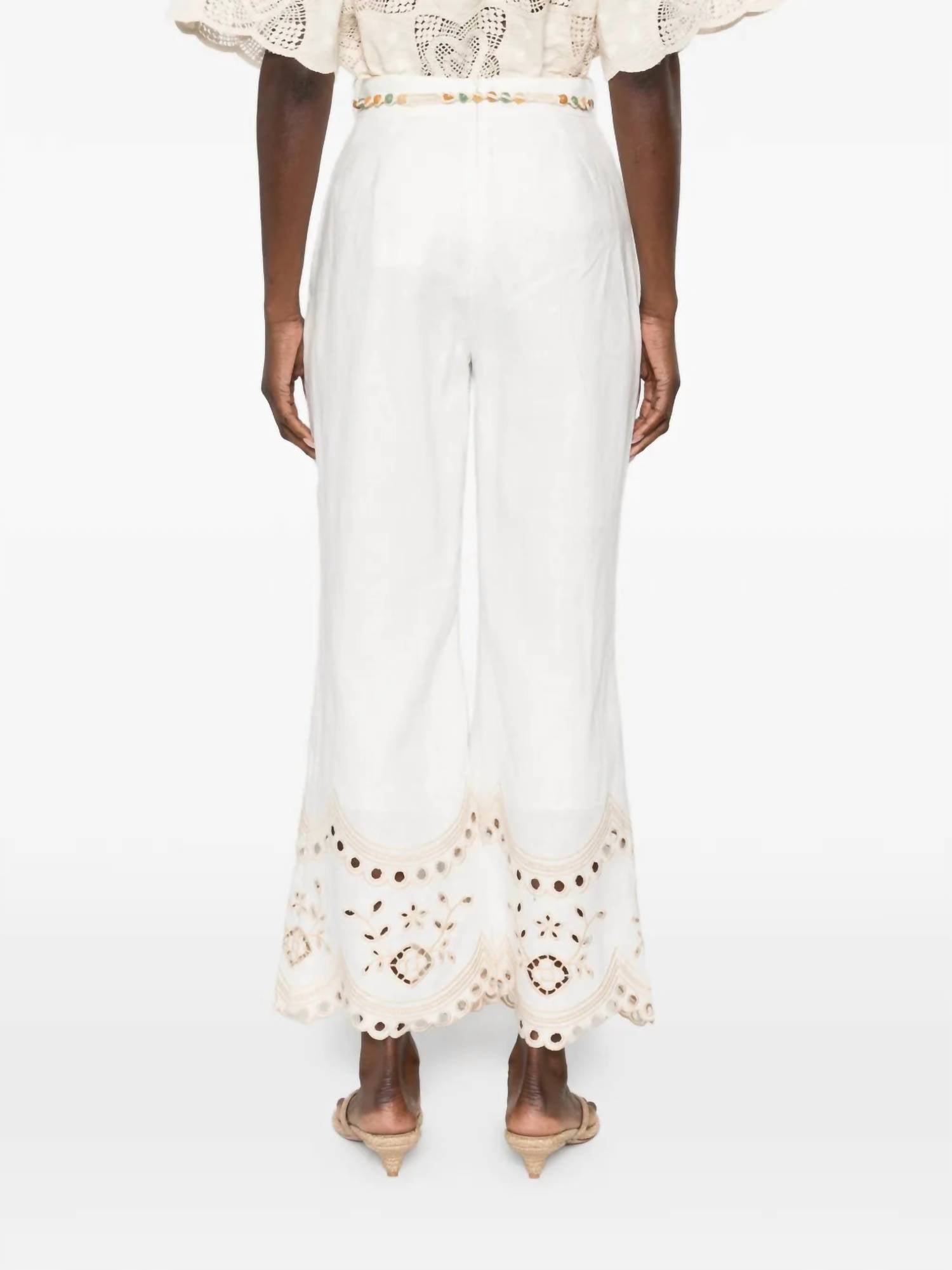 Zimmermann Wanderlust Flare Pants in ivory - women's pants - alternate view