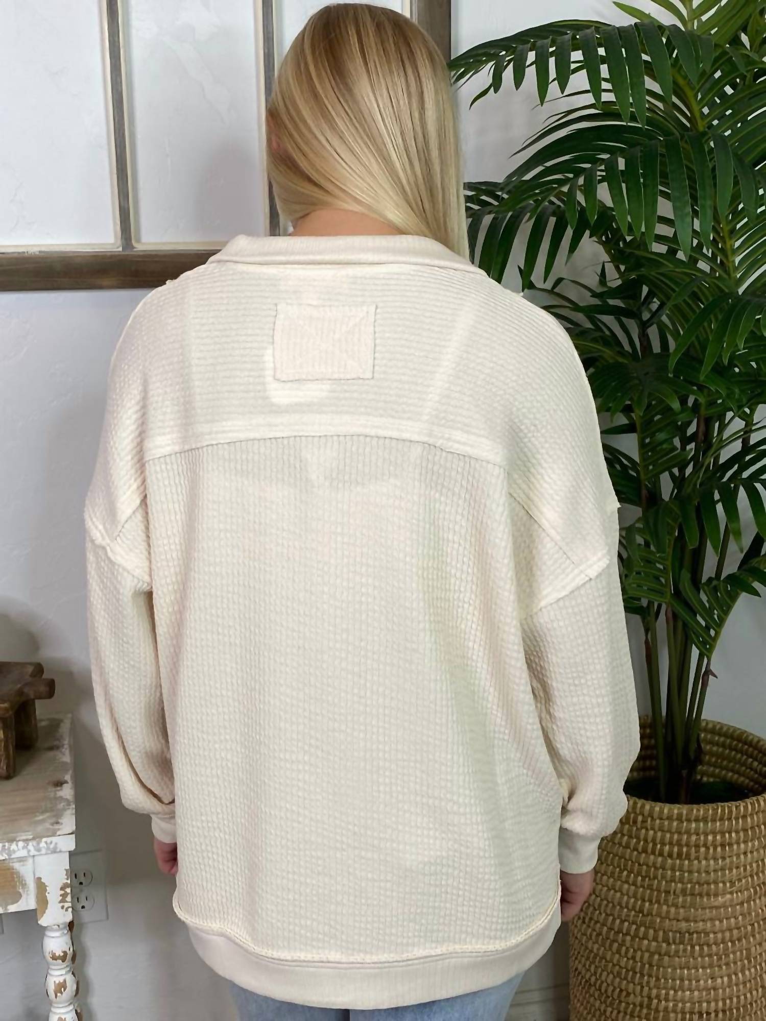 Blu Pepper - Half Zip Waffle Knit Top