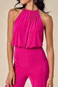 Blue Blush - Halter Neck Open Back Jumpsuit