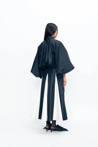 LOVEBIRDS Godet Midi Skirt in onyx ivory - women's skirt - alternate view