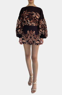 HEMANT & NANDITA Lira Top in brown - women's blouse - alternate view