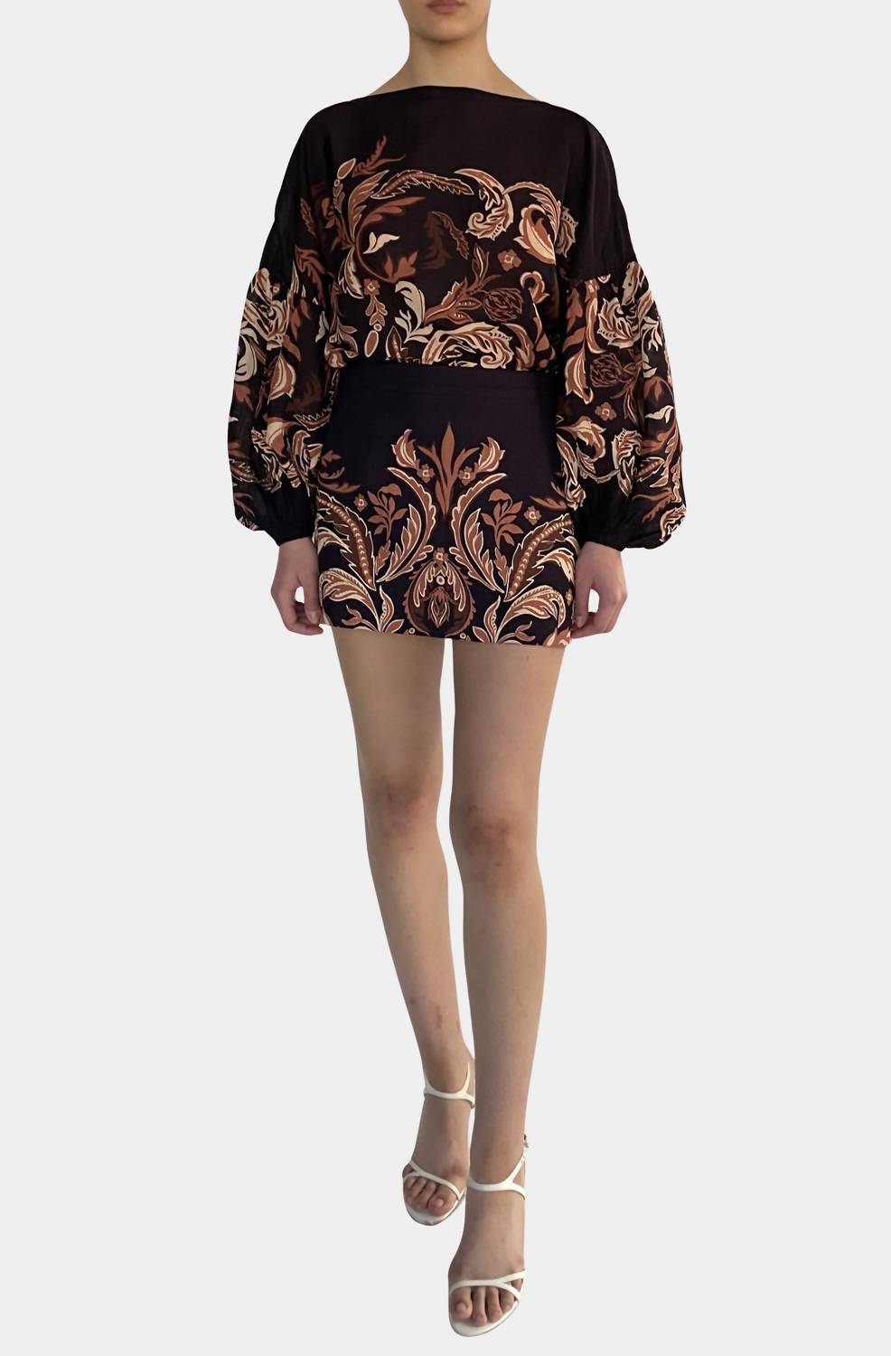 HEMANT & NANDITA Lira Top in brown - women's blouse - alternate view