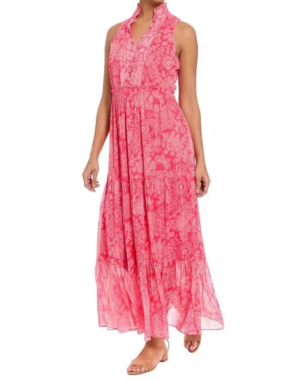 London Times - Women's Floral Ruffled Maxi Dress