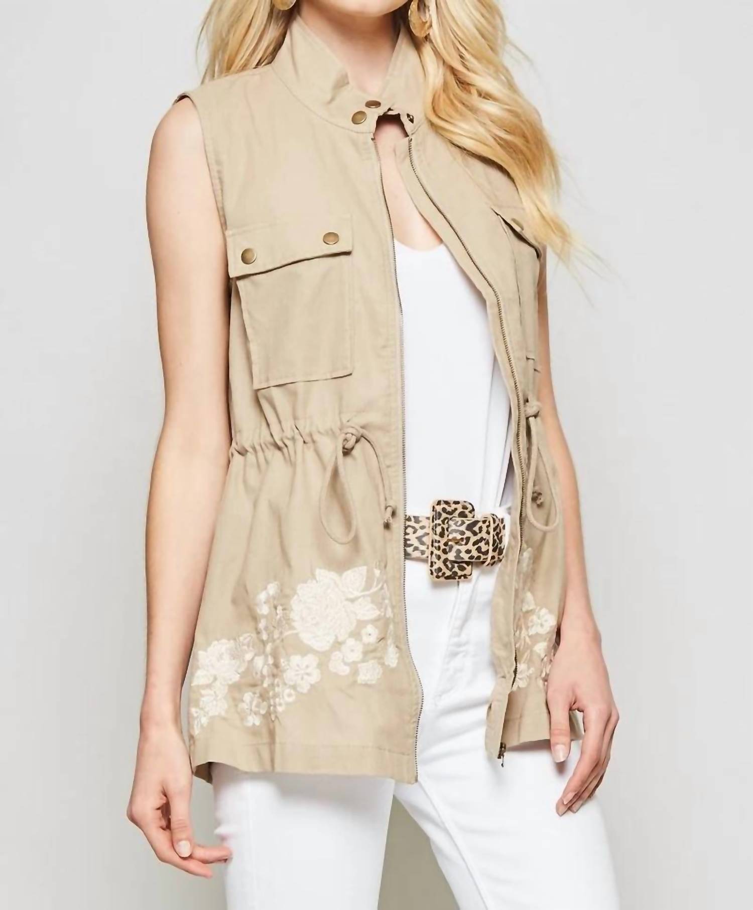 Andree By Unit - Linen Vest With Embroidered Details