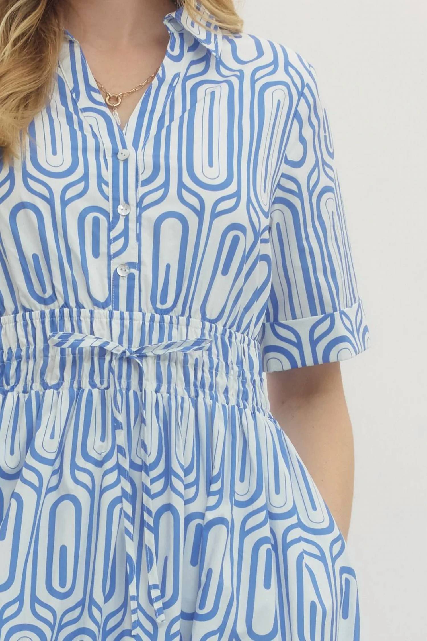 Entro - Geometric Print Midi Dress