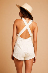 ROLLA'S Weekend Linen Romper in ivory - women's pants - alternate view