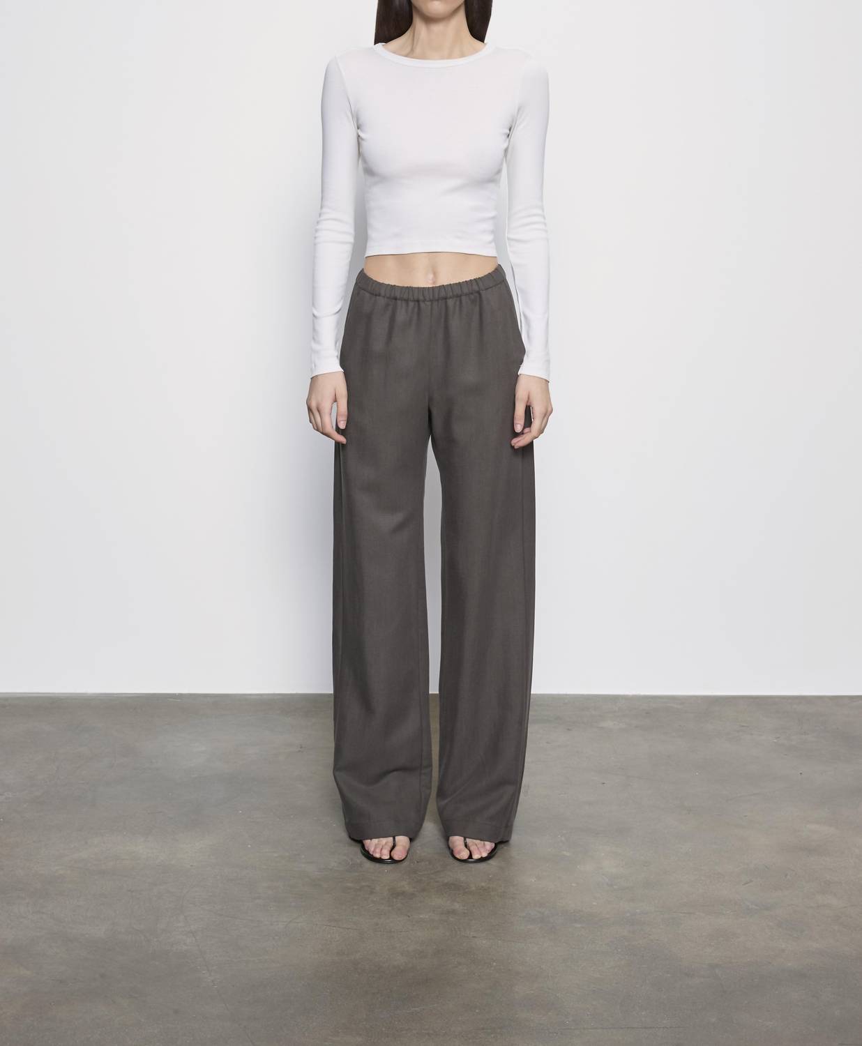 Enza Costa - SUPIMA BABY RIB LONG SLEEVE CROPPED TOP
