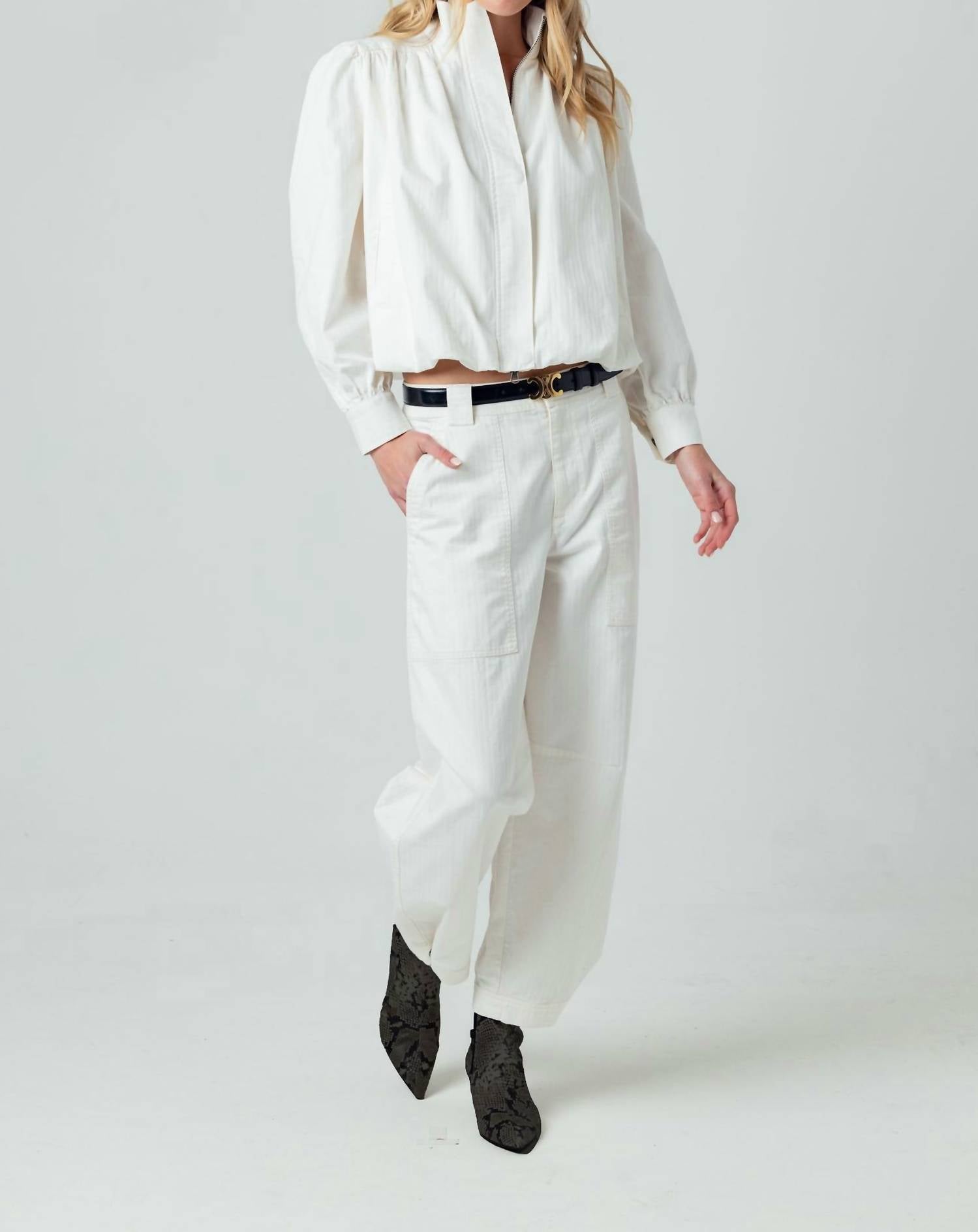 sundays Twill Sawyer Wide Leg Pants in bone - women's pants