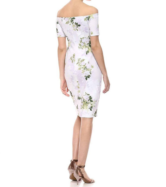 Calvin Klein - Floral Print Off The Shoulder Scuba Dress