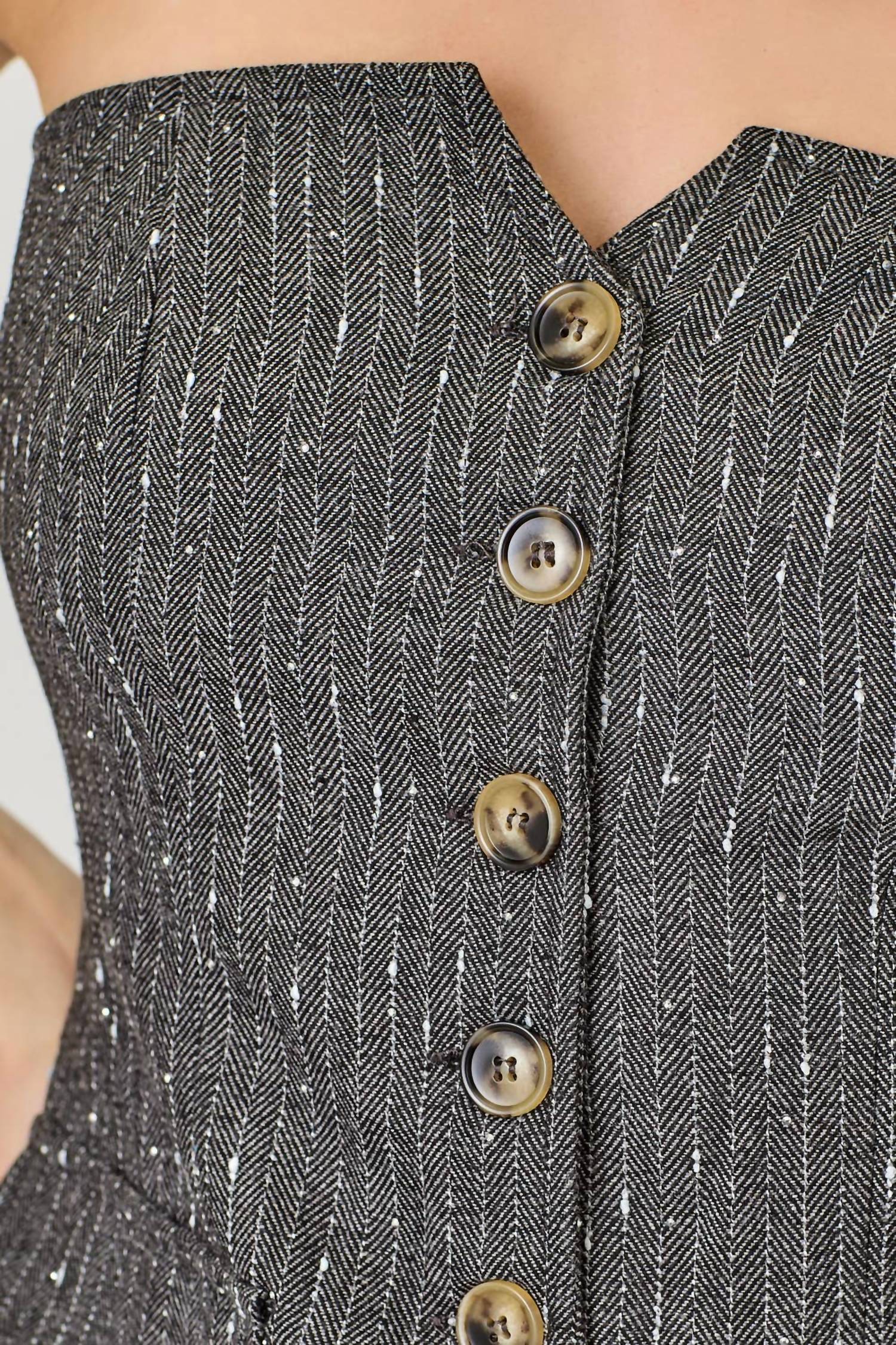 Mystree - Sparkling Pinstripe Strapless Suit Top