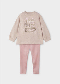 Mayoral - Girls Sequin Sweatshirt & Velvet Leggings Set