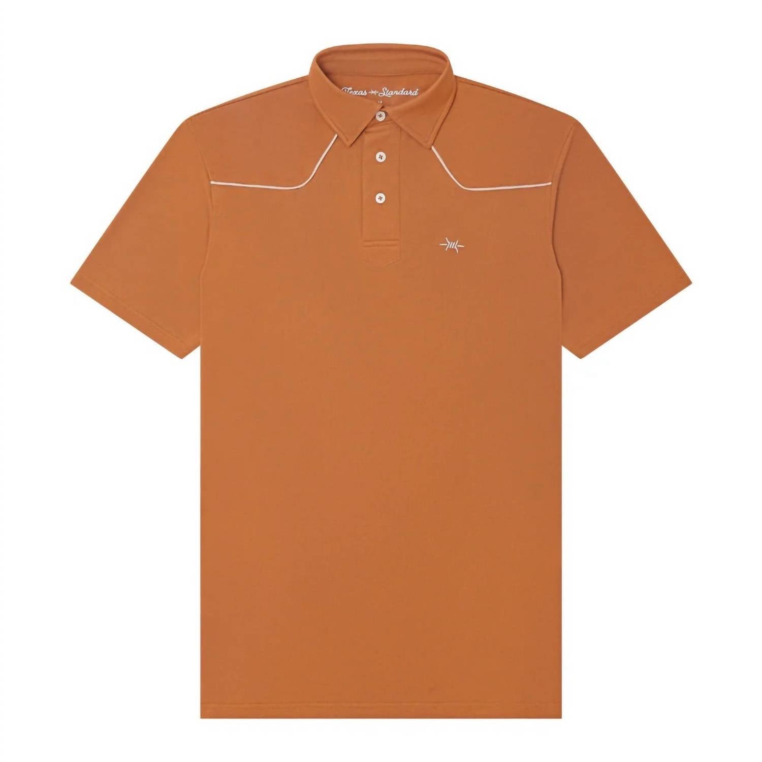 Texas Standard Men's Lariat Western Polo in burnt orange - men's shirt