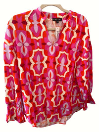 Boho Chic - Women's Smocked Cuff Long Sleeve Print