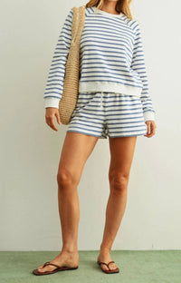 Miou Muse - Striped Terry Top And Shorts Set