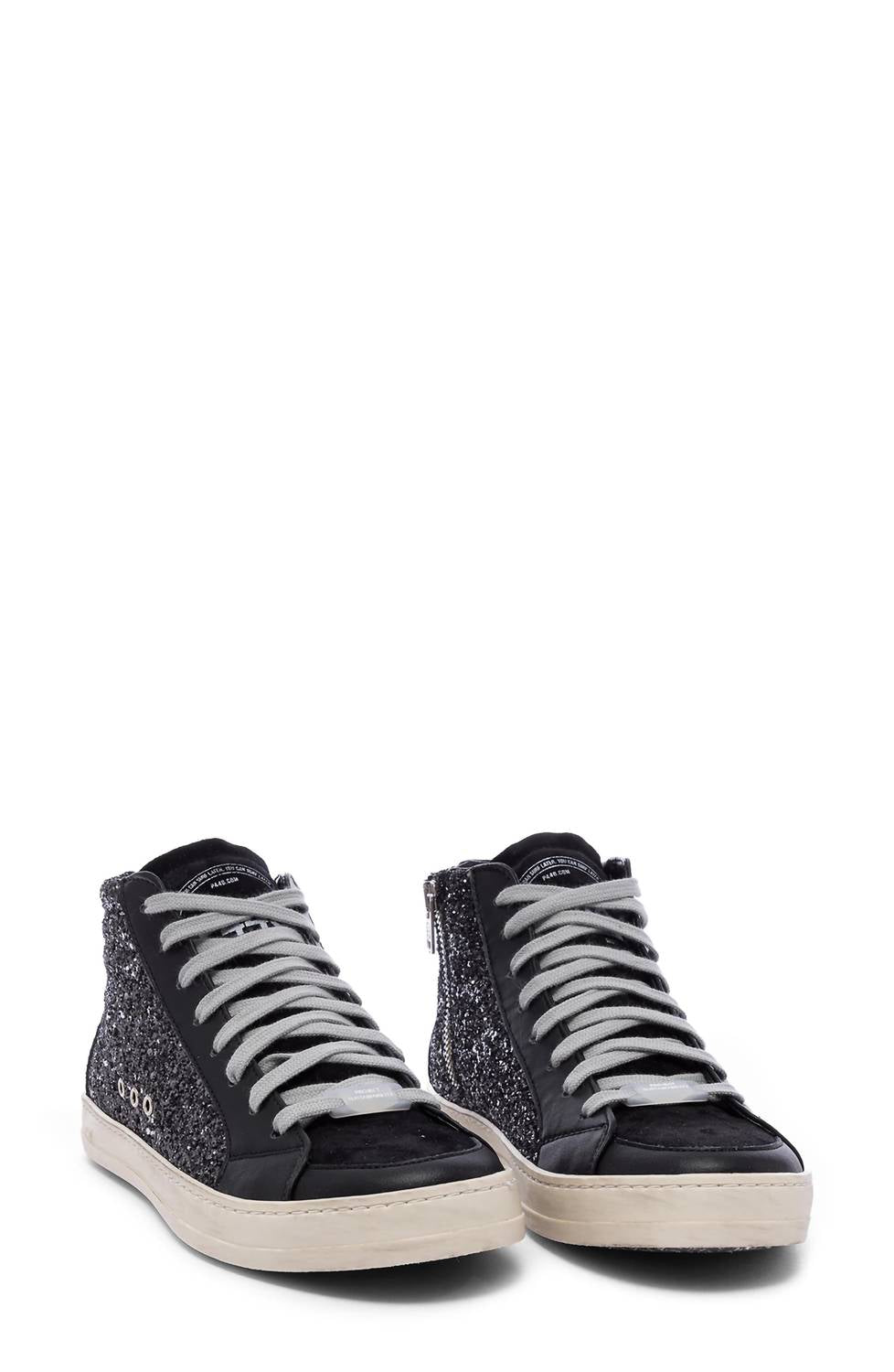 P448 Women's Skate High Top Sneaker in black white - women's sneaker - detail view