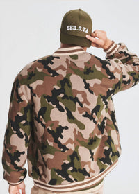 SER.O.YA Bryan Knit Bomber Jacket in camo - men's jacket - detail view