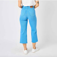 Judy Blue - Dyed Tummy Control Wide Leg Crop Jeans