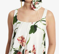 LEO LIN Suki Puff Mini Dress in vine print in snow - women's dress - view 4