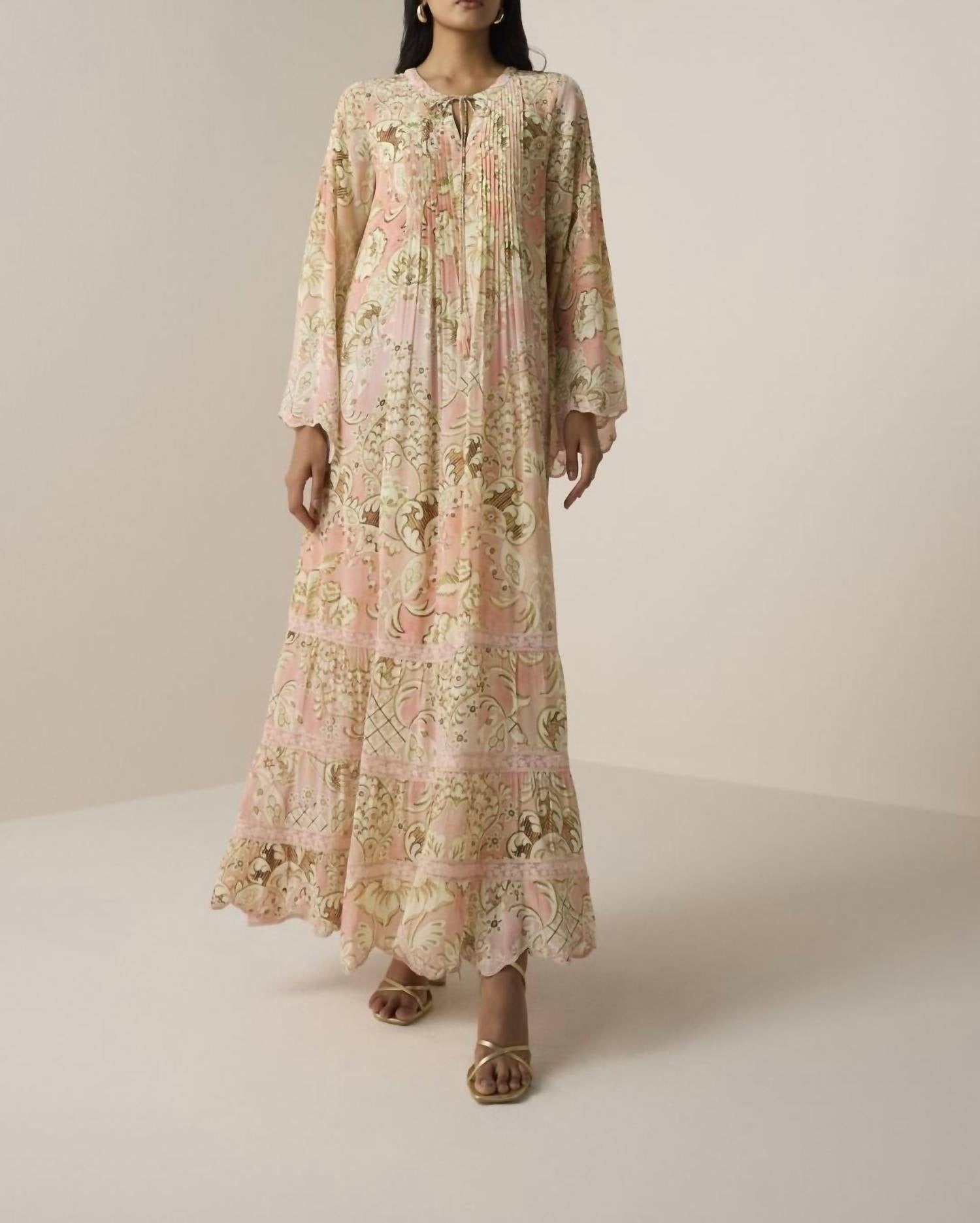 HEMANT & NANDITA Anah Maxi Dress in peach - women's dress