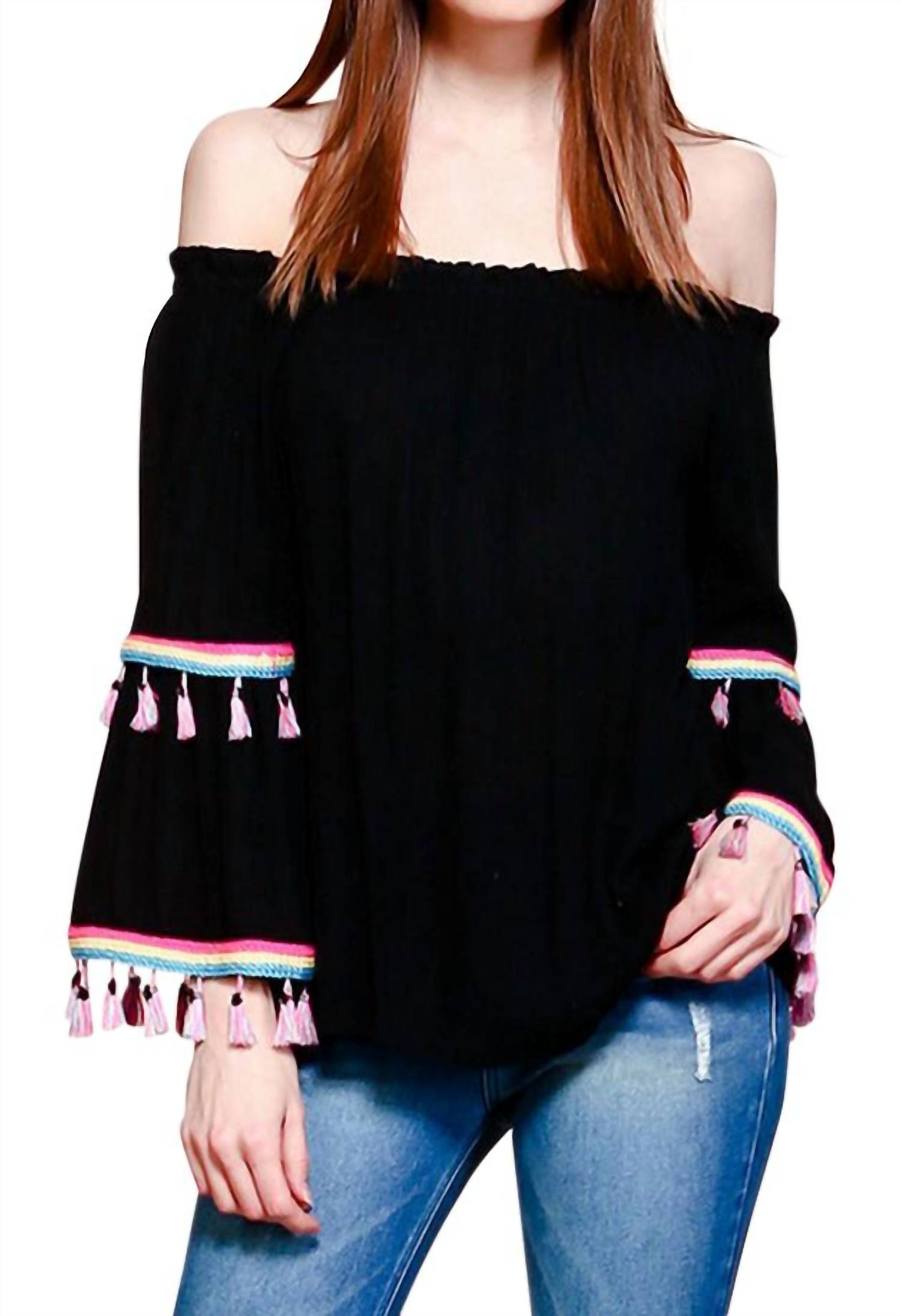 Velzera - Tassel Off The Shoulder Top Plus