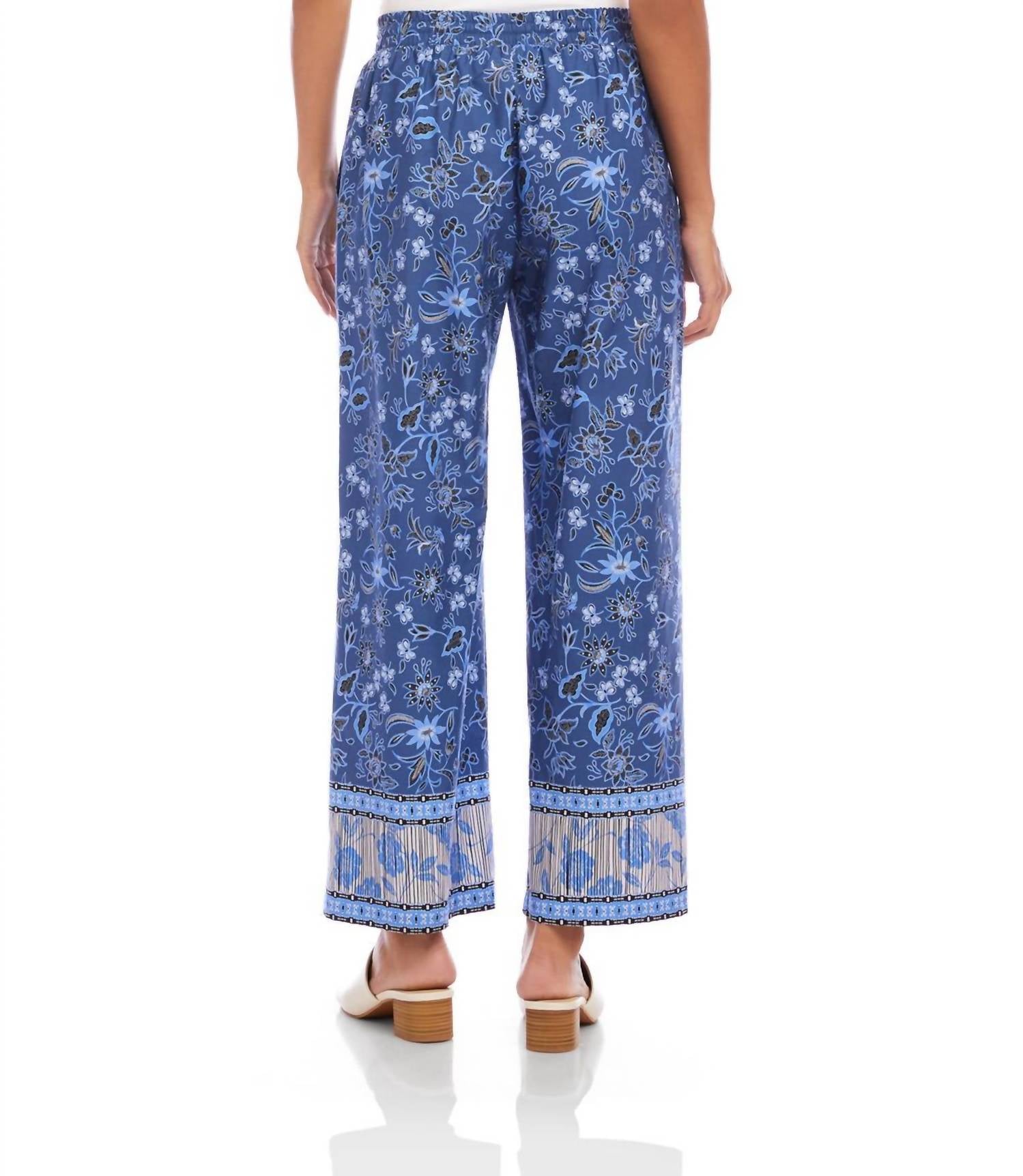 Karen Kane - Drawstring Border Print Cropped Pants